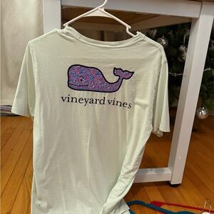 Vineyard Vines Cream T-Shirt with Pink and Blue Whale